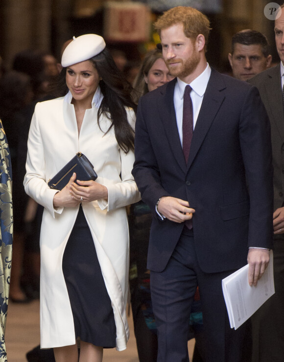 Meghan Markle avec le prince Harry à l'abbaye de Westminster le 12 mars 2018 lors du Commonwealth Day.