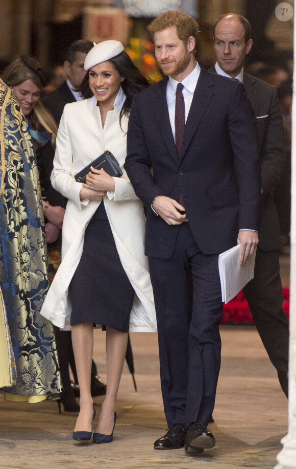 Meghan Markle avec le prince Harry à l'abbaye de Westminster le 12 mars 2018 lors du Commonwealth Day.