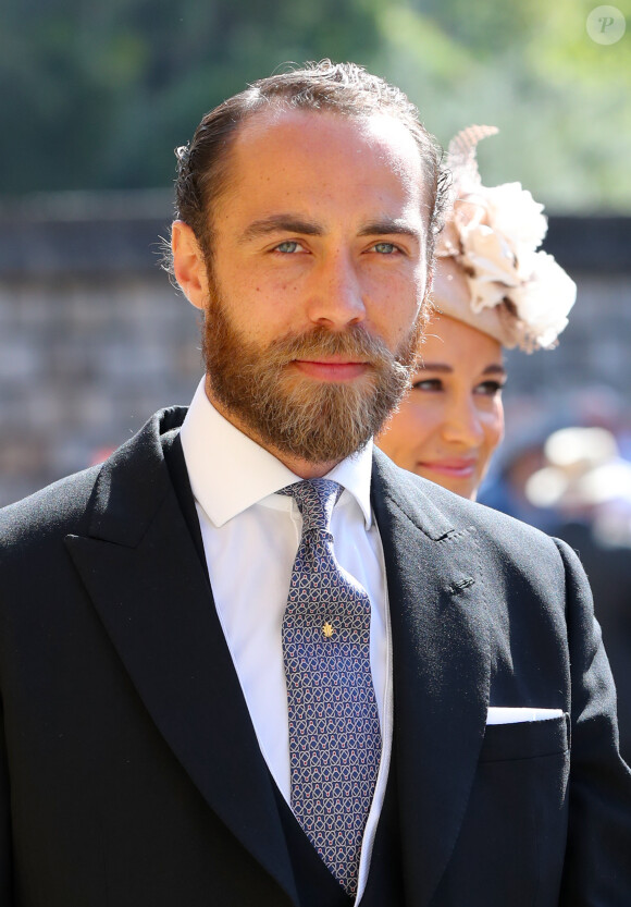 James Middleton arrive à la chapelle St. George pour le mariage du prince Harry et de Meghan Markle au château de Windsor, Royaume Uni, le 19 mai 2018.