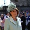 Carole Middleton (en Catherine Walker) arrive à la chapelle St. George pour le mariage du prince Harry et de Meghan Markle au château de Windsor, Royaume Uni, le 19 mai 2018.