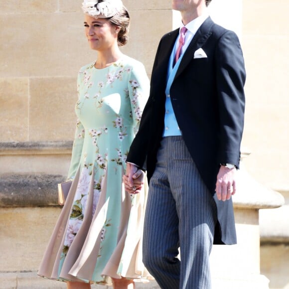 Pippa Middleton et son mari James Matthews arrivent à la chapelle St. George pour le mariage du prince Harry et de Meghan Markle au château de Windsor, Royaume Uni, le 19 mai 2018.