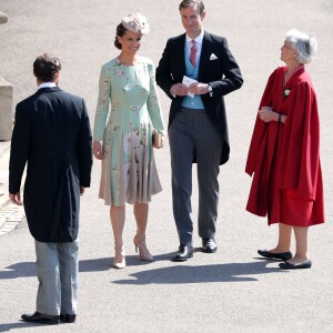 Pippa Middleton et son mari James Matthews arrivant à la chapelle St George à Windsor au mariage du prince Harry et de Meghan Markle le 19 mai 2018.