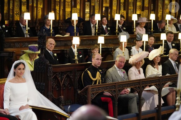 Meghan Markle, duchesse de Sussex, le prince William, duc de Cambridge, le prince Charles, prince de Galles, Camilla Parker Bowles, duchesse de Cornouailles, Catherine Middleton, duchesse de Cambridge, le prince Andrew, duc d'York - Cérémonie de mariage du prince Harry et de Meghan Markle en la chapelle St George au château de Windsor, Royaume Uni, le 19 mai 2018.