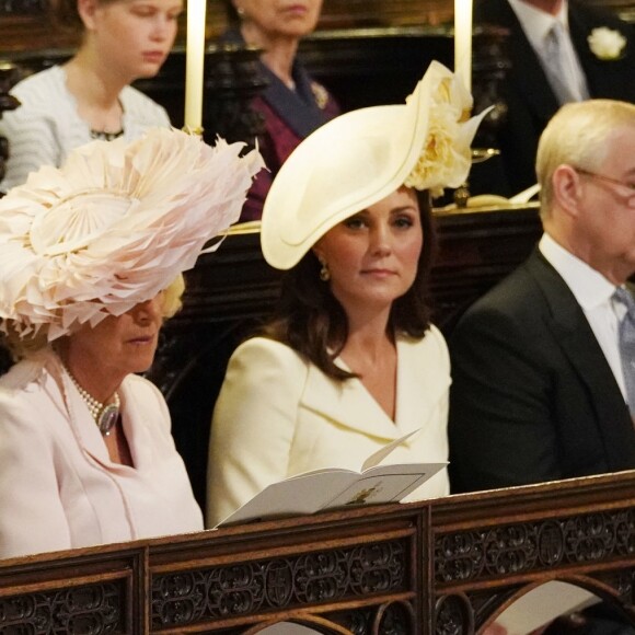 Meghan Markle, duchesse de Sussex, le prince William, duc de Cambridge, le prince Charles, prince de Galles, Camilla Parker Bowles, duchesse de Cornouailles, Catherine Middleton, duchesse de Cambridge, le prince Andrew, duc d'York - Cérémonie de mariage du prince Harry et de Meghan Markle en la chapelle St George au château de Windsor, Royaume Uni, le 19 mai 2018.