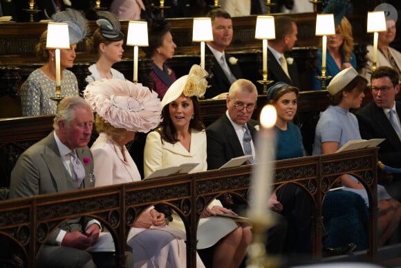 Le prince Charles, prince de Galles, Camilla Parker Bowles, duchesse de Cornouailles, Catherine Middleton, duchesse de Cambridge, le prince Andrew, duc d'York - Cérémonie de mariage du prince Harry et de Meghan Markle en la chapelle St George au château de Windsor, Royaume Uni, le 19 mai 2018.