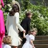Kate Middleton, duchesse de Cambridge, arrive à la chapelle St George pour la cérémonie de mariage du prince Harry et de Meghan Markle, le 19 mai 2018.