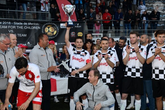 Le prince Albert II de Monaco - Traditionnel match de football caritatif opposant l'A.S. Star Team for Children à l'Association Mondiale des Pilotes de F1 au stade Lucien Rhein à Menton, le 22 mai 2018. L'équipe du prince A. II de Monaco a remporté la rencontre par 2 buts à 1. © Bruno Bebert/Bestimage