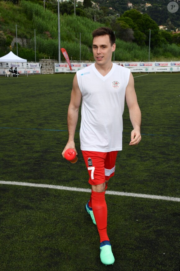 Louis Ducruet - Traditionnel match de football caritatif opposant l'A.S. Star Team for Children à l'Association Mondiale des Pilotes de F1 au stade Lucien Rhein à Menton, le 22 mai 2018. L'équipe du prince A. II de Monaco a remporté la rencontre par 2 buts à 1. © Bruno Bebert/Bestimage