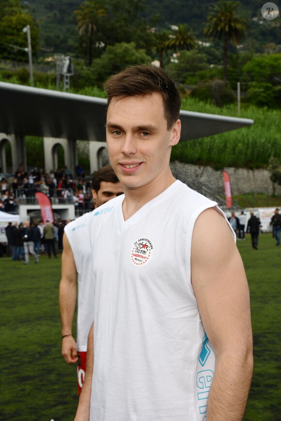 Louis Ducruet - Traditionnel match de football caritatif opposant l'A.S. Star Team for Children à l'Association Mondiale des Pilotes de F1 au stade Lucien Rhein à Menton, le 22 mai 2018. L'équipe du prince A. II de Monaco a remporté la rencontre par 2 buts à 1. © Bruno Bebert/Bestimage