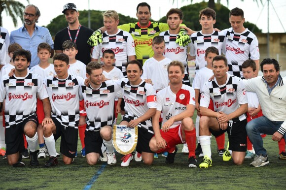 L'Association Mondiale des Pilotes de F1 (dont Nico Rosberg, Mika Häkkinen) - Traditionnel match de football caritatif opposant l'A.S. Star Team for Children à l'Association Mondiale des Pilotes de F1 au stade Lucien Rhein à Menton, le 22 mai 2018. L'équipe du prince A. II de Monaco a remporté la rencontre par 2 buts à 1. © Bruno Bebert/Bestimage