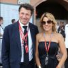 Christian Estrosi et sa femme Laura Tenoudji dans les paddocks lors du 73ème Grand Prix de Formule 1 de Monaco, le 26 mai 2018. © Olivier Huitel/Pool Monaco/Bestimage
