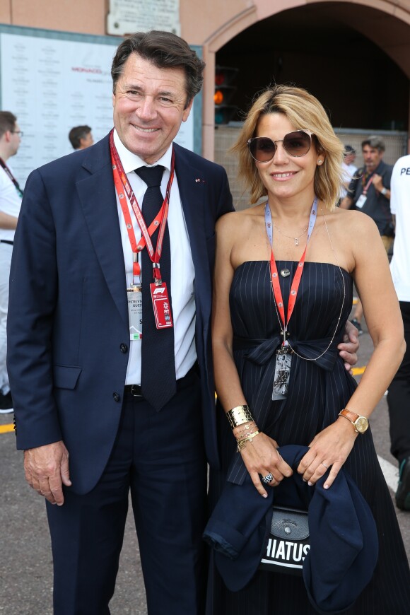 Christian Estrosi et sa femme Laura Tenoudji dans les paddocks lors du 73ème Grand Prix de Formule 1 de Monaco, le 26 mai 2018. © Olivier Huitel/Pool Monaco/Bestimage