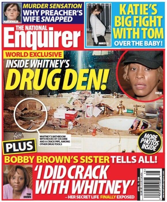 Whitney Houston en couverture du National Enquirer. Numéro du 10 avril 2006.