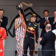 Andrea Casiraghi, la princesse Charlene de Monaco, le prince Albert II de Monaco, Pierre Casiraghi félicitent le trio de tête du 76e Gran Prix de Formule 1 de Monaco remporté par Daniel Ricciardo suivi de Sebastian Vettel et Lewis Hamilton, le 27 mai 2018. © Bruno Bebert/Bestimage