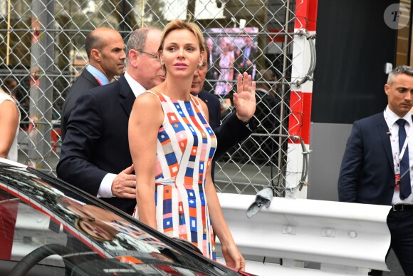 Le prince Albert II de Monaco et la princesse Charlene arrivent au 76e Grand Prix de Formule 1 de Monaco le 28 mai 2018. © Bruno Bebert/Bestimage