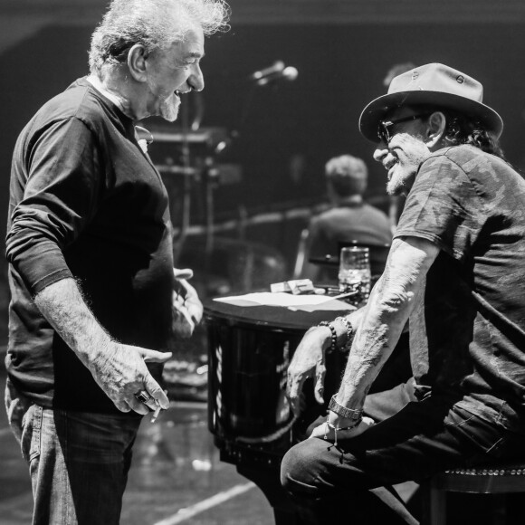 Exclusif - Eddy Mitchell et Johnny Hallyday - Répétitions du premier concert "Les Vieilles Canailles" au stade Pierre Mauroy à Lille, le 10 juin 2017 © Andre.D / Bestimage