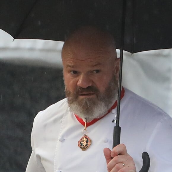 Les chefs Philippe Etchebest et Michel Sarran - Obsèques de Paul Bocuse en la cathédrale Saint-Jean de Lyon. Le 26 janvier 2018