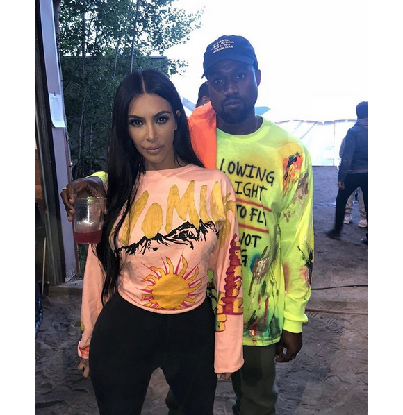 Kim Kardashian et Kanye West au Diamond Cross Ranch dans la vallée de Jackson Hole, dans le Wyoming. Mai 2018.