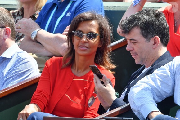 Karine Le Marchand et Stephane Plaza à Roland-Garros le 4 juin 2018.