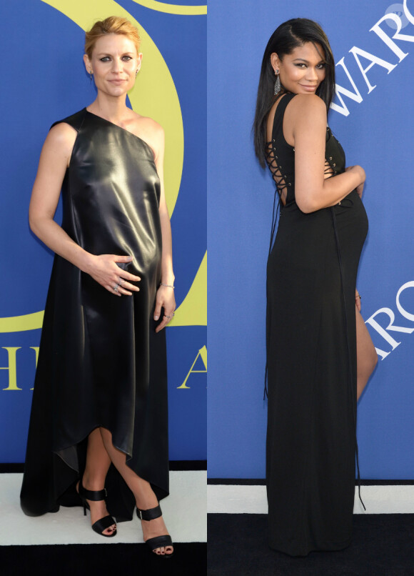 Claire Danes et Chanel Iman, enceintes, assistent aux CFDA Awards 2018 au Brooklyn Museum à New York. Le 4 juin 2018.
