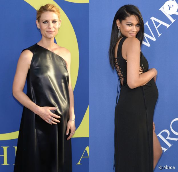 Claire Danes et Chanel Iman, enceintes, assistent aux CFDA Awards 2018 au Brooklyn Museum à New York. Le 4 juin 2018.