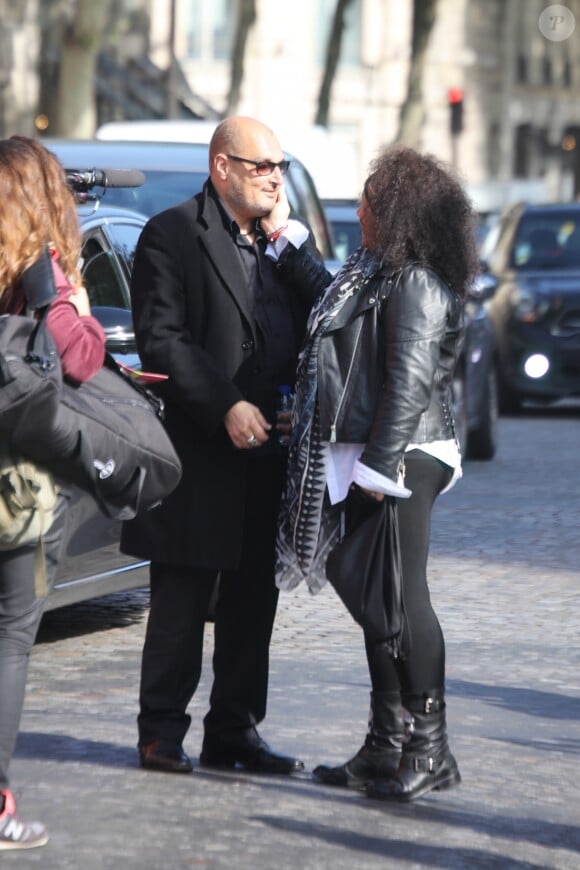 Exclusif - Le cousin de Johnny Hallyday, Michael Ketcham Halliday arrive à la messe hommage pour le 75ème anniversaire de Johnny Hallyday en l'église de La Madeleine à Paris. Le 15 juin 2018