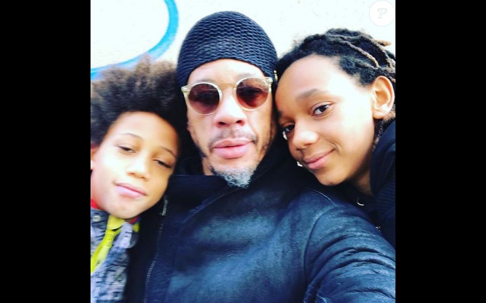 JoeyStarr avec ses fils Matisse et Kalil sur Instagram le 18 février 2018.