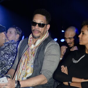 Didier Morville, dit JoeyStarr (Joey Starr) et Karine Le Marchand - People au match de boxe "La Conquête" Acte 4 T.Yoka VS C.Leonet au palais des sports de Paris le 7 avril 2018 (Victoire de T.Yoka au 5 ème round) © Pierre Perusseau / Bestimage