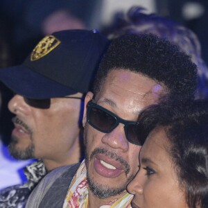 Didier Morville, dit JoeyStarr (Joey Starr) et Karine Le Marchand - People au match de boxe "La Conquête" Acte 4 T.Yoka VS C.Leonet au palais des sports de Paris le 7 avril 2018 (Victoire de T.Yoka au 5 ème round) © Pierre Perusseau / Bestimage