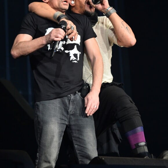 JoeyStarr (Joey Starr) et Kool Shen - Concert du groupe Suprême NTM à l'AccorHotels Arena à Paris, France, le 9 mars 2018. © Veeren/Bestimage