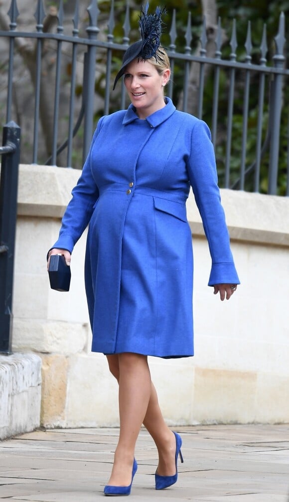 Zara Phillips (Zara Tindall) enceinte - La famille royale d'Angleterre célèbre le dimanche de Pâques dans la Chapelle Saint-Georges de Windsor le 31 mars 2018.