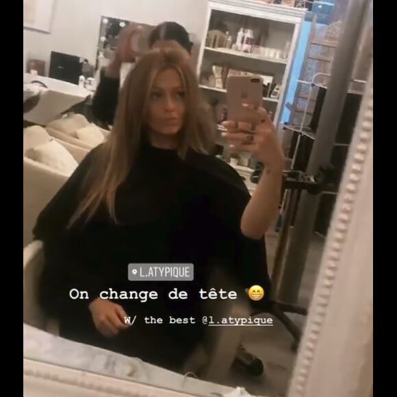 Caroline Receveur, enceinte de son petit Marlon, dévoile son changement capillaire inspiré de Gisèle Bündchen lundi 18 juin 2018 en story sur Instagram.