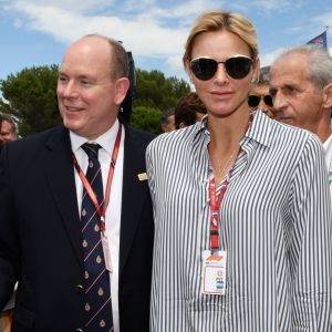 Paul Belmondo, le prince Albert II de Monaco et la princesse Charlène de Monaco durant le Grand Prix de France au Castellet le 24 juin 2018. C. Estrosi, le maire de Nice et le vice-président du Conseil Regional de PACA, est à l'origine du retour du Grand Prix de France au Circuit Paul Ricard. C'est L. Hamilton qui a remporté le Grand Prix devant M. Verstappen, second, et K. Raikkonen troisième. © Bruno Bebert / Bestimage