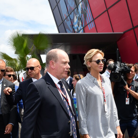 Le prince Albert II de Monaco et la princesse Charlène de Monaco durant le Grand Prix de France au Castellet le 24 juin 2018. C. Estrosi, le maire de Nice et le vice-président du Conseil Regional de PACA, est à l'origine du retour du Grand Prix de France au Circuit Paul Ricard. C'est L. Hamilton qui a remporté le Grand Prix devant M. Verstappen, second, et K. Raikkonen troisième. © Bruno Bebert / Bestimage