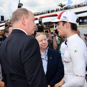 La princesse Charlène de Monaco, le prince Albert II de Monaco, Jean Todt et le pilote Charles Leclerc durant le Grand Prix de France au Castellet le 24 juin 2018. C. Estrosi, le maire de Nice et le vice-président du Conseil Regional de PACA, est à l'origine du retour du Grand Prix de France au Circuit Paul Ricard. C'est L. Hamilton qui a remporté le Grand Prix devant M. Verstappen, second, et K. Raikkonen troisième. © Bruno Bebert / Bestimage