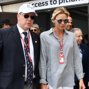 Le prince Albert II de Monaco et la princesse Charlène de Monaco durant le Grand Prix de France au Castellet le 24 juin 2018. C. Estrosi, le maire de Nice et le vice-président du Conseil Regional de PACA, est à l'origine du retour du Grand Prix de France au Circuit Paul Ricard. C'est L. Hamilton qui a remporté le Grand Prix devant M. Verstappen, second, et K. Raikkonen troisième. © Bruno Bebert / Bestimage