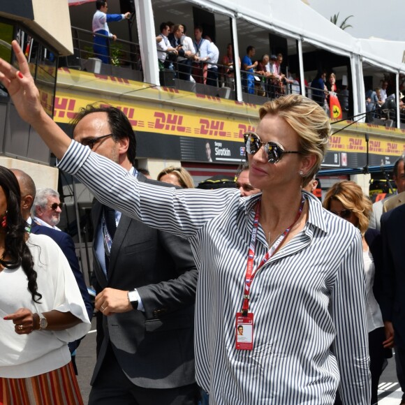 La princesse Charlène de Monaco durant le Grand Prix de France au Castellet le 24 juin 2018. C. Estrosi, le maire de Nice et le vice-président du Conseil Regional de PACA, est à l'origine du retour du Grand Prix de France au Circuit Paul Ricard. C'est L. Hamilton qui a remporté le Grand Prix devant M. Verstappen, second, et K. Raikkonen troisième. © Bruno Bebert / Bestimage