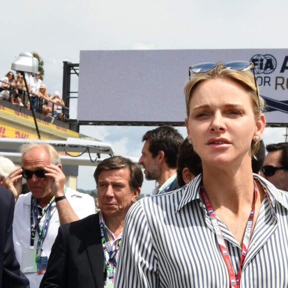 La princesse Charlène de Monaco durant le Grand Prix de France au Castellet le 24 juin 2018. C. Estrosi, le maire de Nice et le vice-président du Conseil Regional de PACA, est à l'origine du retour du Grand Prix de France au Circuit Paul Ricard. C'est L. Hamilton qui a remporté le Grand Prix devant M. Verstappen, second, et K. Raikkonen troisième. © Bruno Bebert / Bestimage