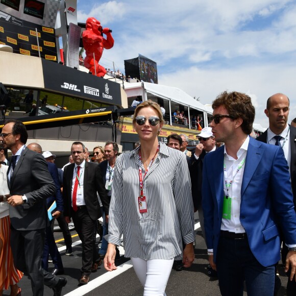 La princesse Charlène de Monaco durant le Grand Prix de France au Castellet le 24 juin 2018. Christian Estrosi, le maire de Nice et le vice président du Conseil Regional de PACA, est à l'origine du retour du Grand Prix de France au Circuit Paul Ricard. C'est Lewis Hamilton qui a remporté le Grand Prix devant Max Verstappen, second, et Kimi Raikkonen troisième. © Bruno Bebert / Bestimage