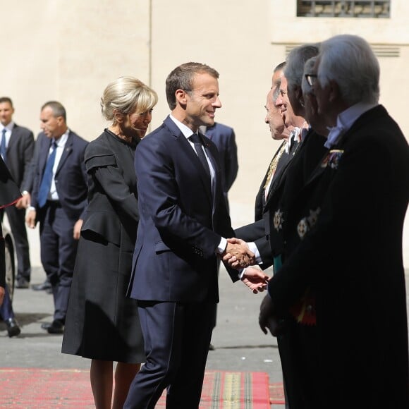 Le président de la République française Emmanuel Macron et sa femme la Première Dame Brigitte Macron (Trogneux) - Le président de la République française est reçu pour la première fois par le pape François au Vatican, le 26 juin 2018. © Dominique Jacovides/Bestimage