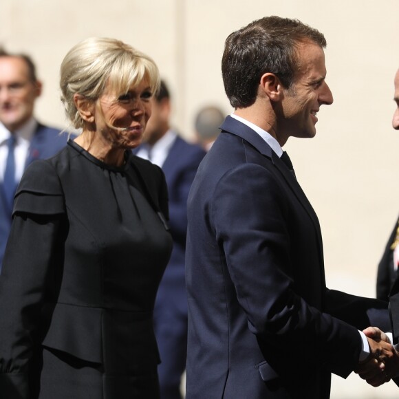 Le président de la République française Emmanuel Macron et sa femme la Première Dame Brigitte Macron (Trogneux) - Le président de la République française est reçu pour la première fois par le pape François au Vatican, le 26 juin 2018. © Dominique Jacovides/Bestimage