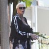 Brigitte Nielsen (enceinte) et son mari Mattia Dessi dans les rues de Los Angeles. Le 31 mai 2018.