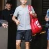 Exclusif - Le tennisman Grigor Dimitrov quitte l'hôtel Mandarin à Barcelone le 24 avril 2018. 