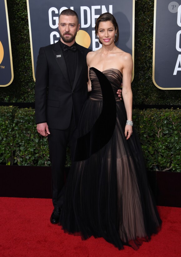 Justin Timberlake et sa femme Jessica Biel sur le tapis rouge de la 75ème cérémonie des Golden Globe Awards au Beverly Hilton à Los Angeles, le 7 janvier 2018. © Chris Delmas/Bestimage