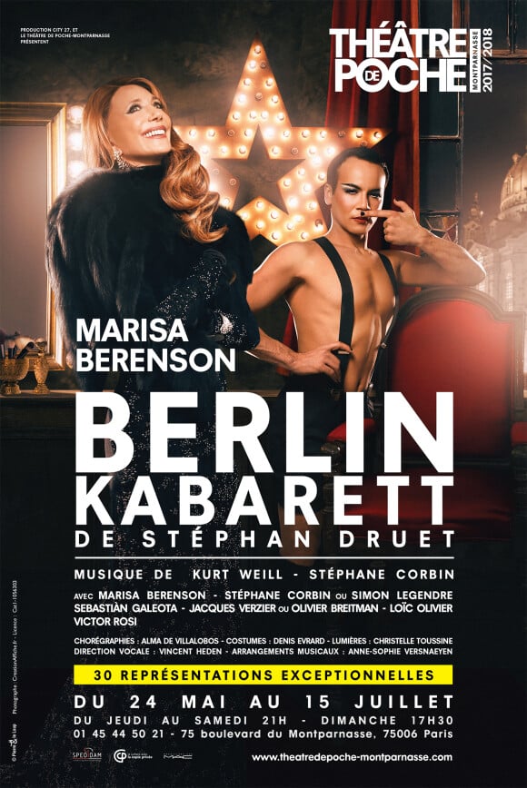 Marisa Berenson dans "Berlin Kabarett" de Stéphan Druet, au Théâtre de Poche-Montparnasse jusqu'au 15 juillet 2018. Reprise le 15 novembre.