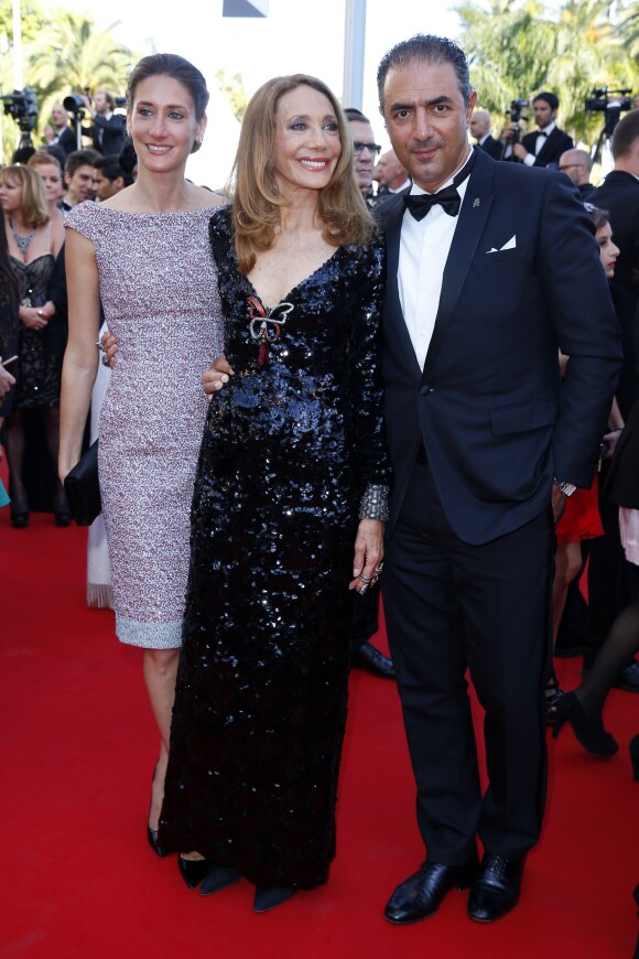 Marisa Berenson, sa fille Starlite Randall Berenson, et son compagnon Jean-Michel Simonian - Montée des marches du film "The Little Prince" (Le Petit Prince) lors du 68e Festival International du Film de Cannes, à Cannes le 22 mai 2015.
