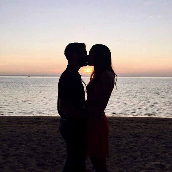 Marine Lorphelin et Christophe à Tahiti le 25 décembre 2015.