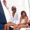 Lionel Messi en vacances sur un yacht avec sa femme Antonella Roccuzzo, ses fils Ciro, Mateo, Thiago et des amis. Ibiza, le 17 juillet 2018.