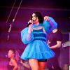 Dua Lipa sur la scène du Lollapalooza Paris le 22 juillet 2018 à l'hippodrome de Longchamp.