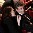 Arnaud Montebourg, candidat à la primaire de la gauche pour les élections présidentielles et sa compagne Aurélie Filippetti durant une rencontre-débat sur la thématique des arts et la culture, à la Maison de la Poésie à Paris, France, le 9 janvier 2017.